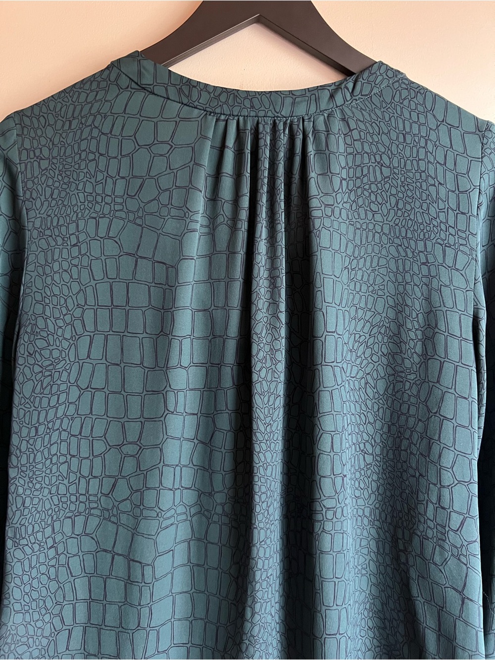 Babaton 100% Silk Blouse XS Green Textured Button Front Lightweight Sheer - Picture 8 of 8